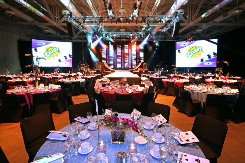 Hala Events - Dining area and stage at the LIVERight Gala